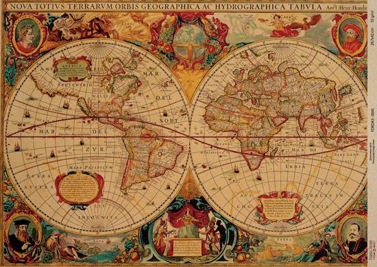 Декупажна карта на крафт паперу 42x29,7 см, Старовинна карта, #0045