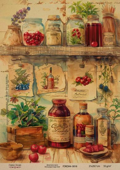 Декупажна карта на крафт паперу 21x29,7 см, Бабусина кухня, #0018