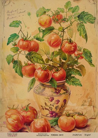 Декупажна карта на крафт паперу 21x29,7 см, Ботаніка Вінтаж, #0019