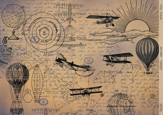 Декупажна карта на крафт паперу 29,7x42 см, Scienze antiche, #0036