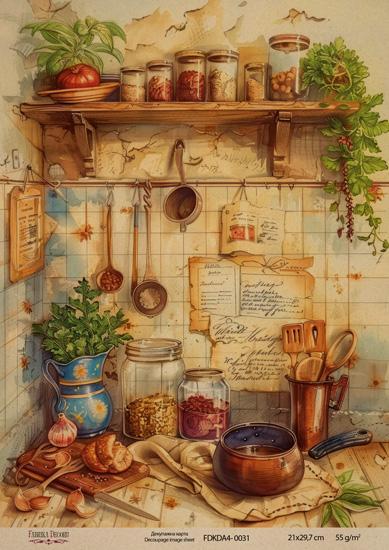 Декупажна карта на крафт паперу 21x29,7 см, Ботаніка Вінтаж, #0031