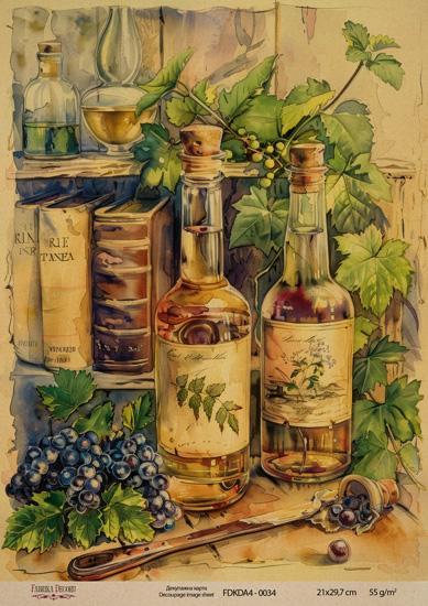 Декупажна карта на крафт паперу 21x29,7 см, Ботаніка Вінтаж, #0034