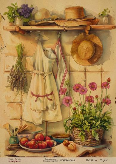 Декупажна карта на крафт паперу 21x29,7 см, Ботаніка Вінтаж, #0035