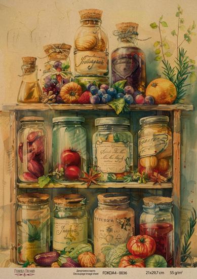 Декупажна карта на крафт паперу 21x29,7 см, Ботаніка Вінтаж, #0036