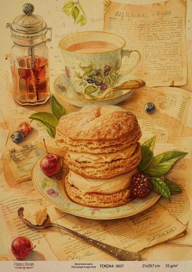 Декупажна карта на крафт паперу 21x29,7 см, Ботаніка Вінтаж, #0037