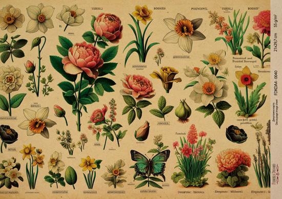 Декупажна карта на крафт паперу 21x29,7 см, Ботаніка Крафт, #0040