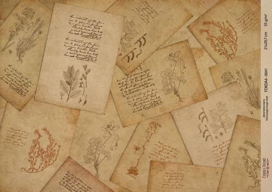 Декупажна карта на крафт паперу 21x29,7 см, Ботаніка Крафт, #0041