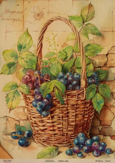 Декупажна карта на крафт паперу 29,7x42 см, Ботаніка Крафт, #0004