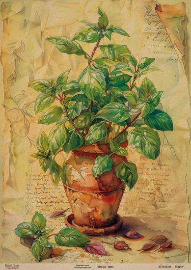 Декупажна карта на крафт паперу 29,7x42 см, Ботаніка Крафт, #0003