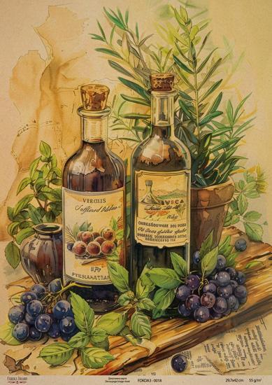 Декупажна карта на крафт паперу 29,7x42 см, Ботаніка Крафт, #0018