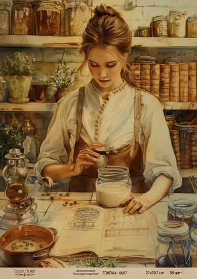 Декупажна карта на крафт паперу 21x29,7 см, Ботаніка Вінтаж, #0007