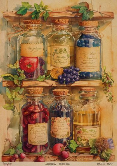 Декупажна карта на крафт паперу 29,7x42 см, Ботаніка Крафт, #0008