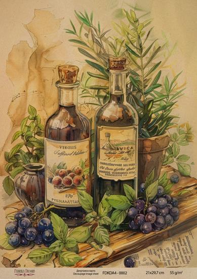 Декупажна карта на крафт паперу 21x29,7 см, Ботаніка Вінтаж, #0002