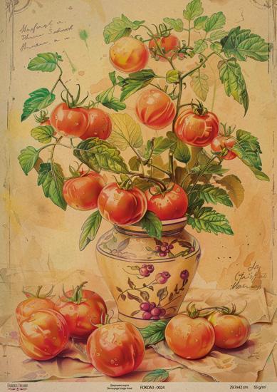 Декупажна карта на крафт паперу 29,7x42 см, Ботаніка Крафт, #0024