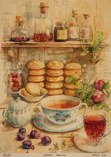 Декупажна карта на крафт паперу 29,7x42 см, Ботаніка Крафт, #0022