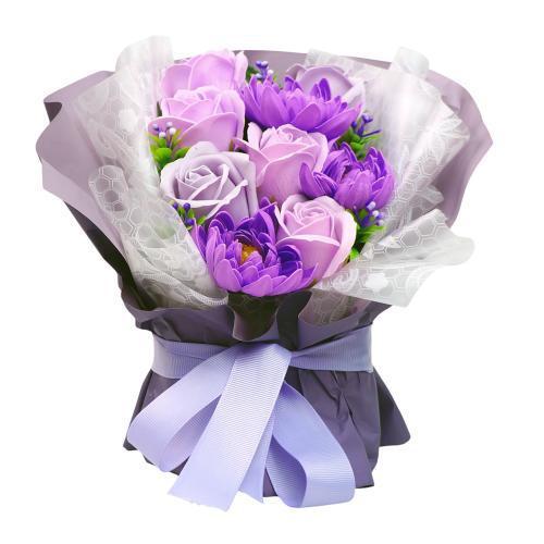 Букет із хризантем і філетових троянд Ліловий шик