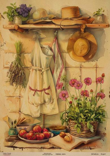 Декупажна карта на крафт паперу 29,7x42 см, Ботаніка Крафт, #0019