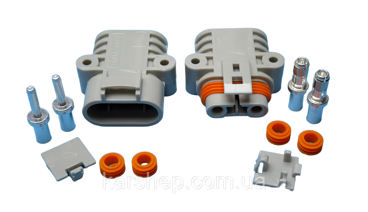Комплект 2-контактних герметичних силових роз'ємів (мама+тато) під провід 100A 600V