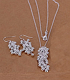 Набір підвіска та сережки кульками виноградне грано кулон стерл. ср. tiffany, фото 2