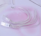 Сережки висячі довгі кісточки палички нитки стерл. ср. сріблясті, фото 2