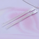 Сережки висячі довгі кісточки палички нитки стерл. ср. сріблясті, фото 3