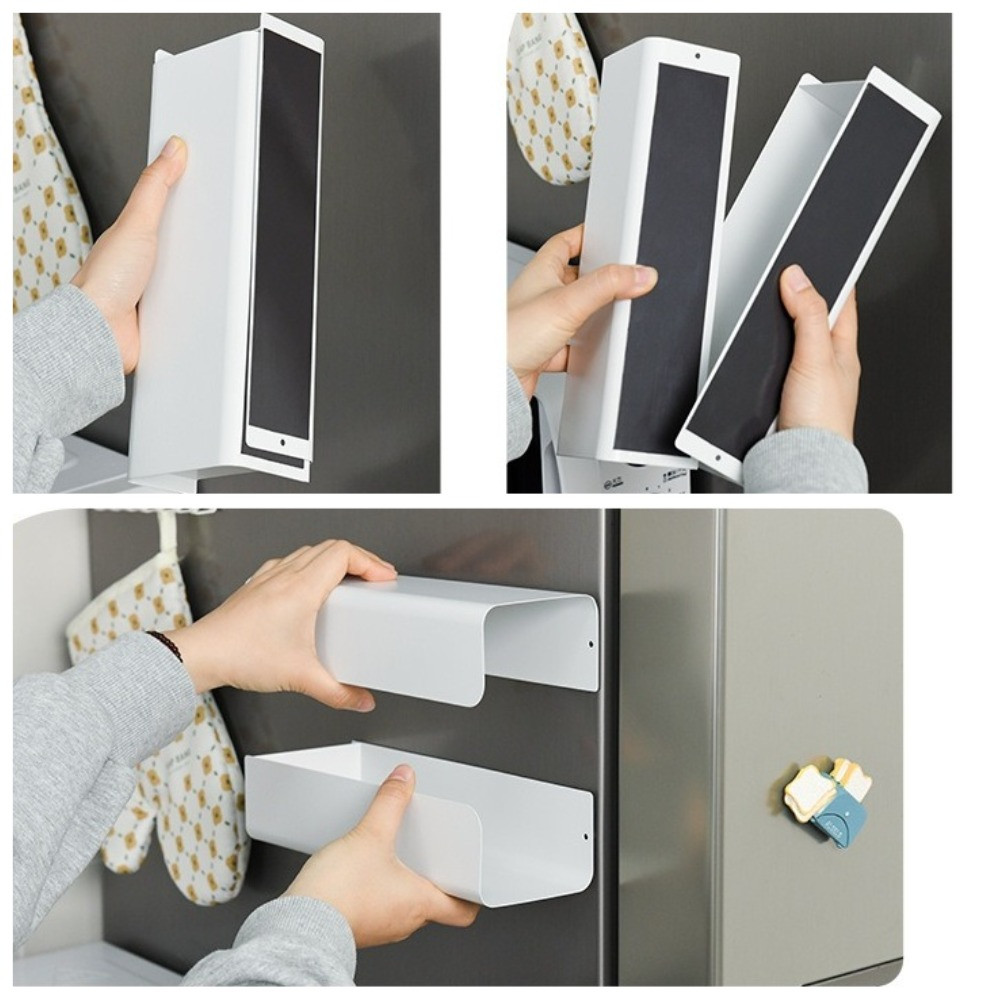 Універсальний магнітний тримач на холодильник для серветок, дрібниць — магнітна кухонна поличка Білий, фото 1