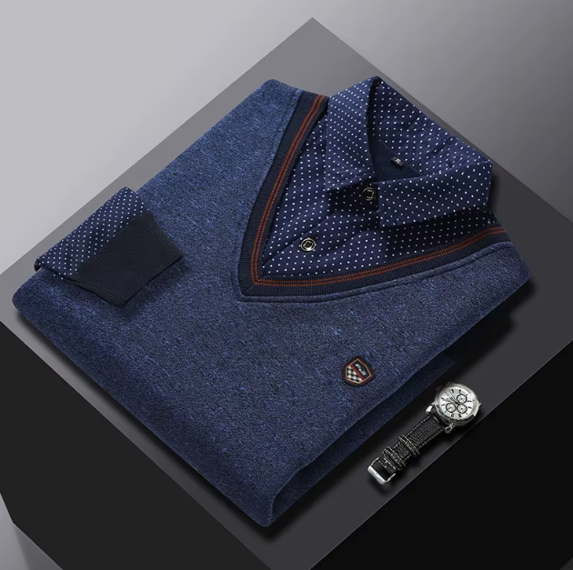 Пуловер джемпер чоловічий з імітацією сорочки M, фото 1