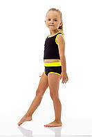 Дитячий комплект топ та труси для Pole dance на дівчинку з біфлексу жовтого кольору Рут р. 26-44