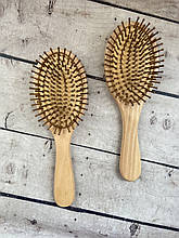 Масажна щітка для волосся дерев'яна велика