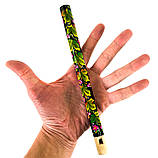 Сопілка дитяча дерев'яна Петриківський розпис чорна 25см КВІТИ УКРАЇНИ дудочка Український сувенір, фото 5