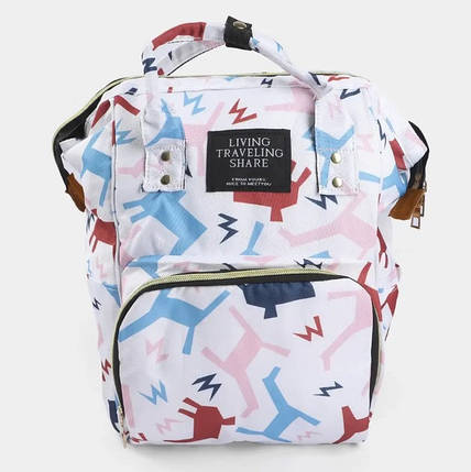 Сумка для мам, вулична сумка для мам і малюків, модна багатофункціональна.LIVING TRAVELING SHAR З різнокольоровим друком, фото 1