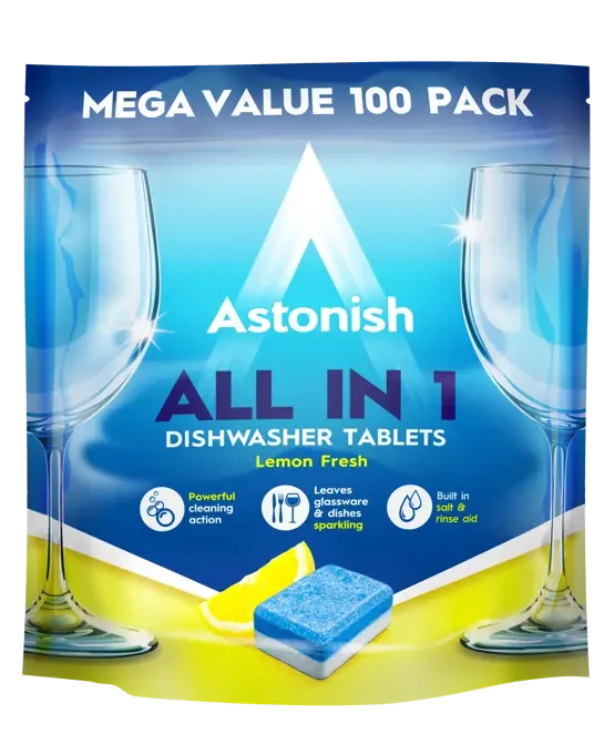 ( Брак зійшов термін придатності) Таблетки для посудомийних машин Astonish All in 1 Lemon fresh 100 шт