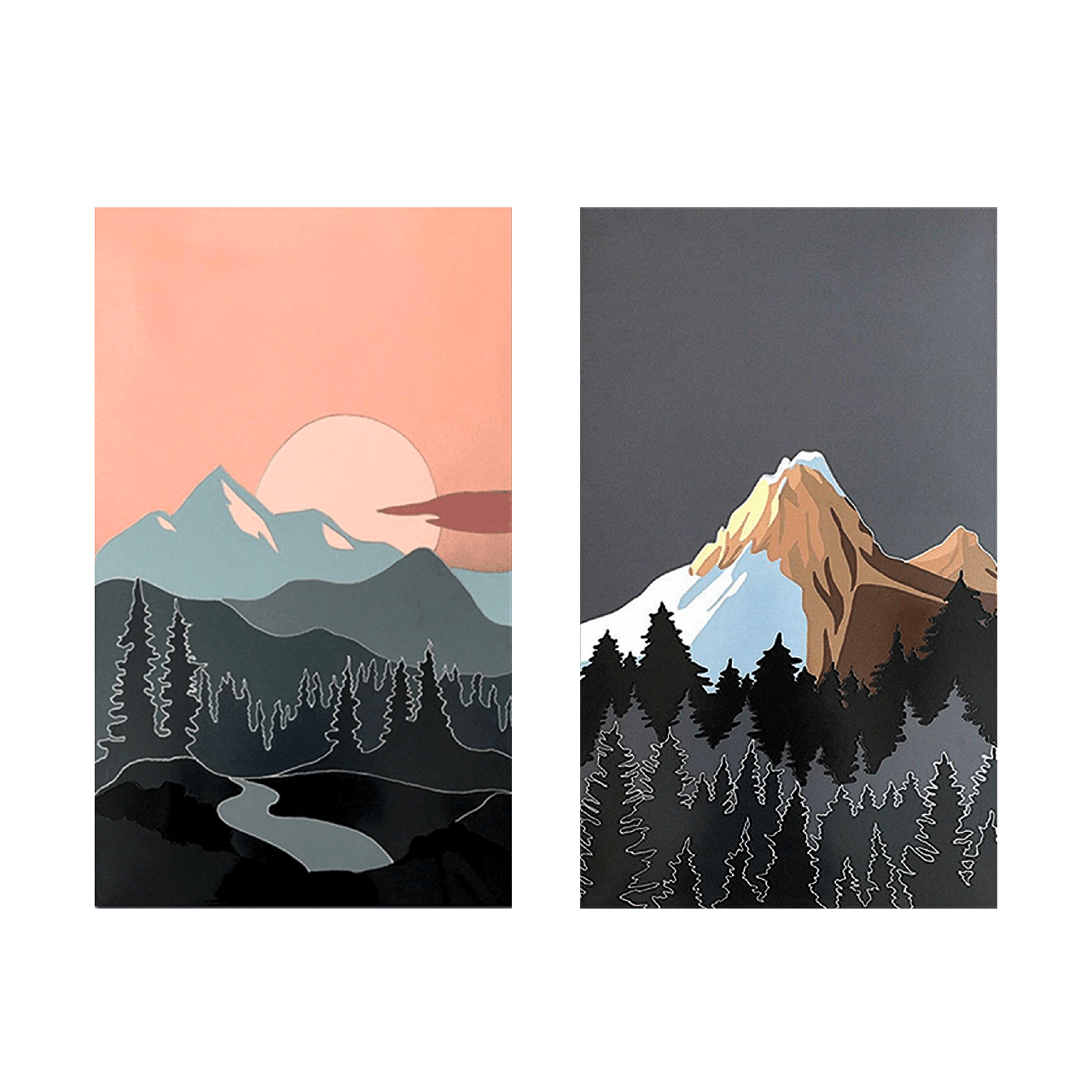 Металокерамічний дизайн-обігрівач UDEN-S "Гірська долина" (диптих), фото 1