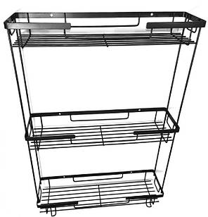 Полиця для ванної кімнати 40*11*47см (чорна) з нержавіючої сталі (4073BL)