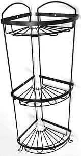 Поличка потрійна з нержавіючої сталі 19*19*55см (чорна) Атак (0348BL)