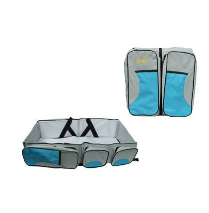 Сумка мама багатофункціональна переноска-ліжко для немовлят Baby room (20) Сірий блакитний, фото 2