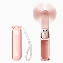 Ручний вентилятор JISULIFE Life8, 12-21 год автономності, 2000 мАг, Power Bank, LED ліхтарик, 2 швидкості, рожевий