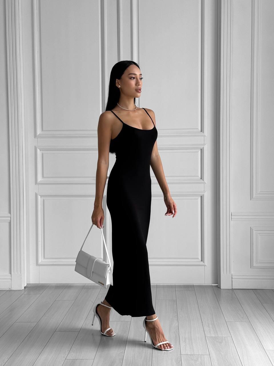 Стильне жіноче літнє базове повсякденне довге плаття майка в обтяжку максі в підлогу віскоза на шпильках, фото 1