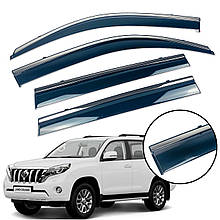 Дефлектори вікон (вітровики) Toyota Land Cruiser PRADO 150 / LEXUS GX460 (2010-2018) з Хром полоскою накладні (HAWK)