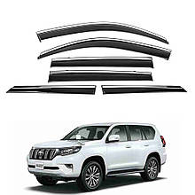 Дефлектори вікон (вітровики) для Toyota Land Cruiser 150 Prado /GX 460 2010+ 6шт з нерж. хром полоскою (HAWK)
