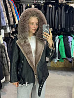 Стильна Натуральна Дублянка-косуха з хутром песця на капішоні XL/2XL