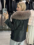 Стильна Натуральна Дублянка-косуха з хутром песця на капішоні M/L, фото 3