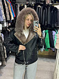 Стильна Натуральна Дублянка-косуха з хутром песця на капішоні M/L, фото 4
