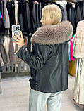 Стильна Натуральна Дублянка-косуха з хутром песця на капішоні M/L, фото 6