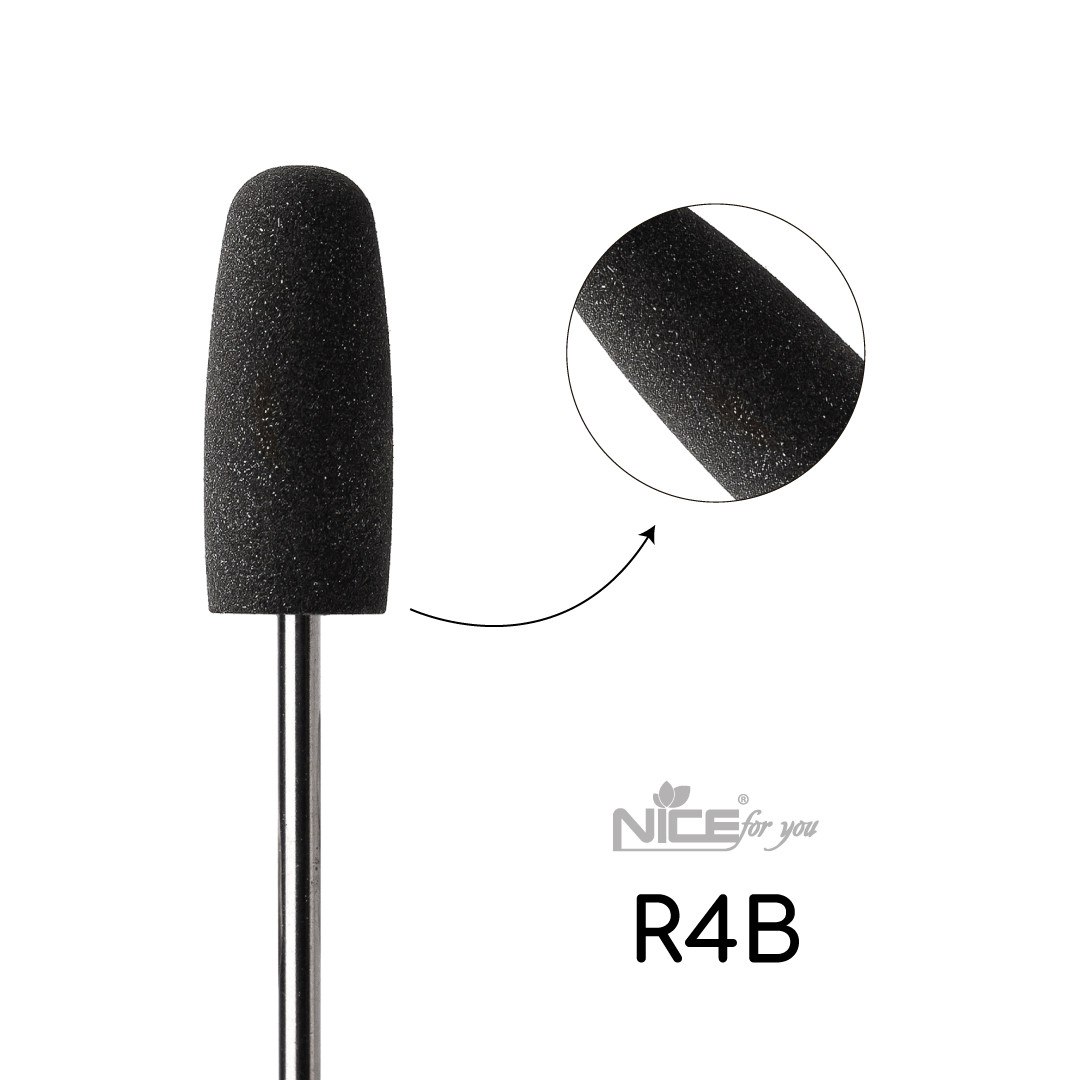 Силіконова фреза Nice for you ЦИЛІНДР чорний R4B, фото 1