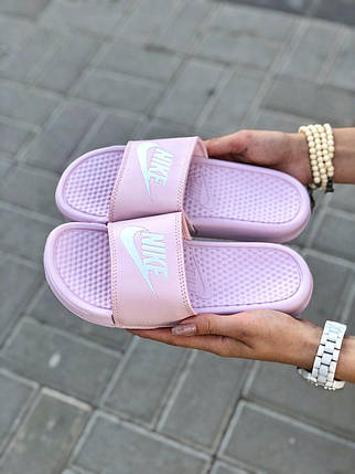 Жіночі капці Nike Benassi Pink Літні рожев капці стильні легкі Найк літо пляжні, фото 1