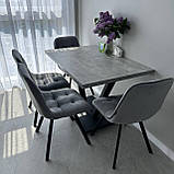 М'який стілець GARDA зі спинкою з сірого велюру топ на металевому чорному каркасі, фото 2