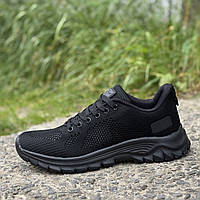 Кросівки чоловічі літні чорні сітка Кроссовки мужские летние черные сетка (Код: 3561тк)