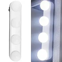 Підсвічування на дзеркало для макіяжу STUDIO GLOW, підсвічування з 4 ламп на батарейках, бездротовий світильник