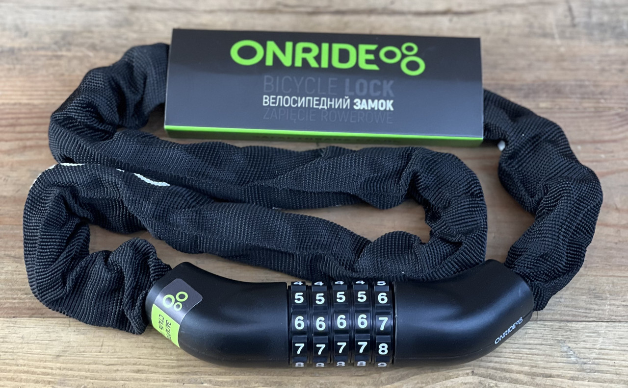 Замок на велосипед велозамок ONRIDE Tie Code Superior 30 ланцюговий кодовий загартований 6x1000 мм чорний, фото 1
